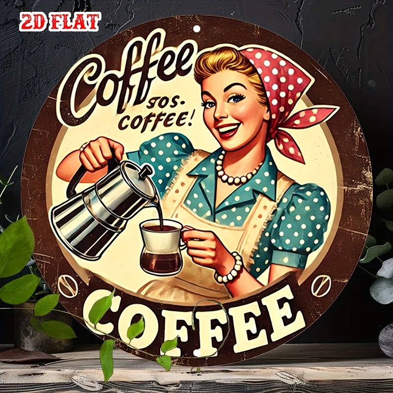 Vintage Collectible Plates - [2D Flat] Letrero de café de
